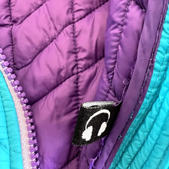 Snozu Puffer Jacket Girl XS 5 / 6 Blue Soft Quilted Warm Cozy Winter Fall Kid - Picture 7 of 11
